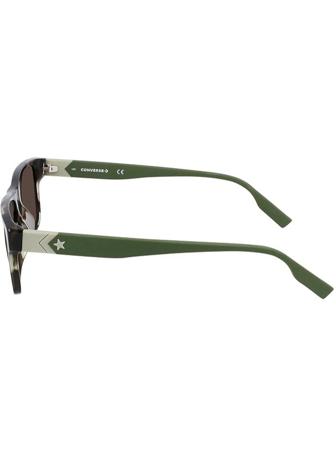 Converse Unisex CV520S Rectangular Sunglasses - Matte Green & Tortoise Frame with Brown Lenses - Image 3